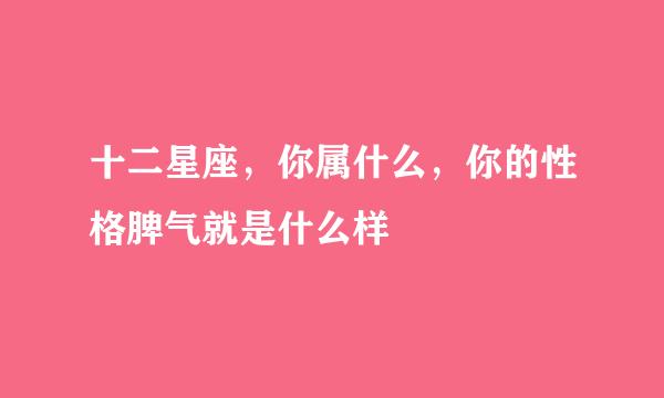 十二星座，你属什么，你的性格脾气就是什么样