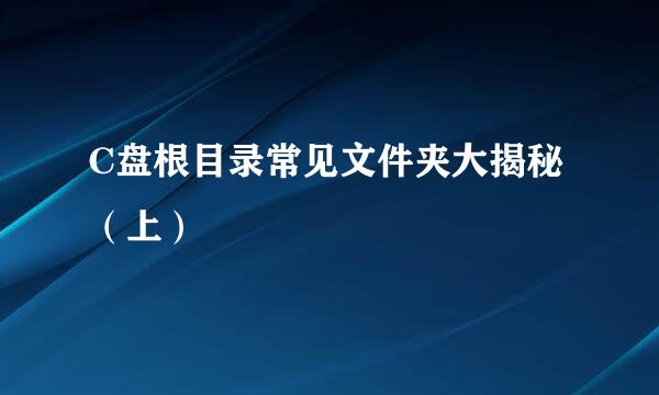 C盘根目录常见文件夹大揭秘（上）