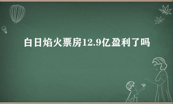 白日焰火票房12.9亿盈利了吗
