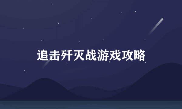 追击歼灭战游戏攻略