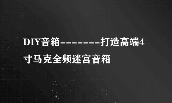DIY音箱-------打造高端4寸马克全频迷宫音箱
