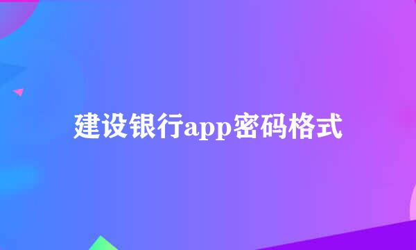 建设银行app密码格式