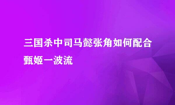 三国杀中司马懿张角如何配合甄姬一波流