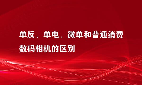 单反、单电、微单和普通消费数码相机的区别