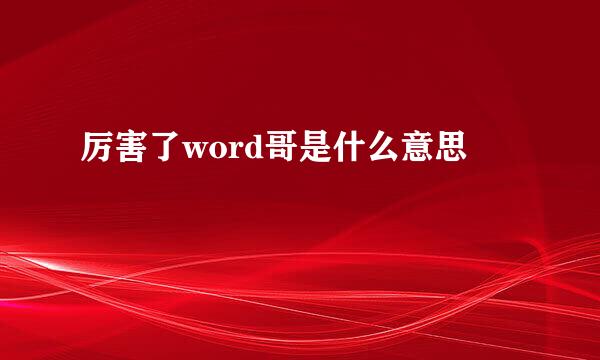 厉害了word哥是什么意思