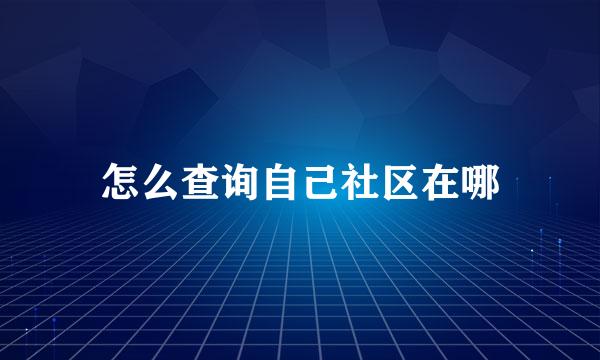 怎么查询自己社区在哪