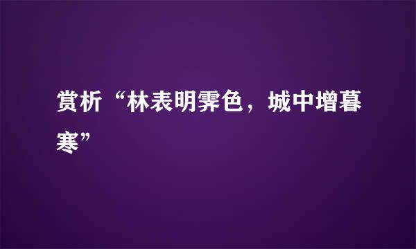赏析“林表明霁色，城中增暮寒”