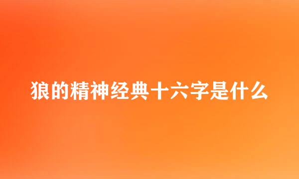狼的精神经典十六字是什么