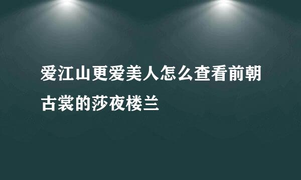 爱江山更爱美人怎么查看前朝古裳的莎夜楼兰