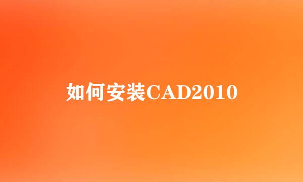 如何安装CAD2010