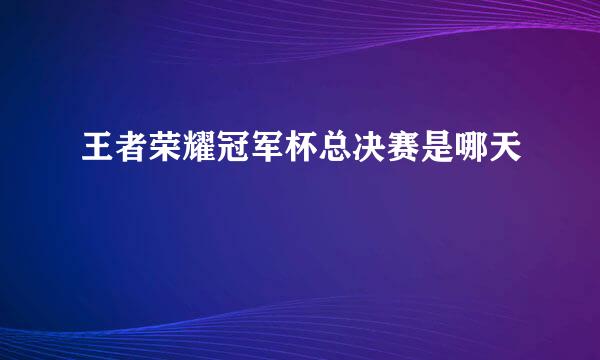 王者荣耀冠军杯总决赛是哪天