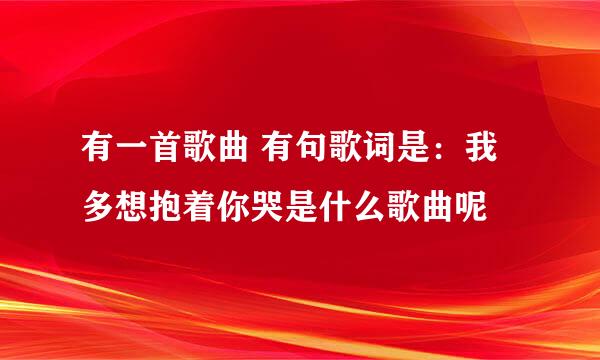 有一首歌曲 有句歌词是：我多想抱着你哭是什么歌曲呢