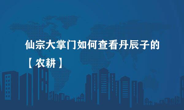 仙宗大掌门如何查看丹辰子的【农耕】