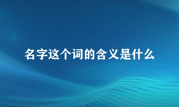 名字这个词的含义是什么