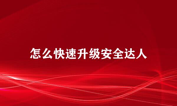 怎么快速升级安全达人