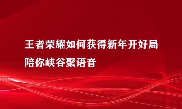 王者荣耀如何获得新年开好局陪你峡谷聚语音
