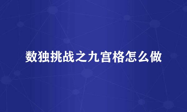 数独挑战之九宫格怎么做