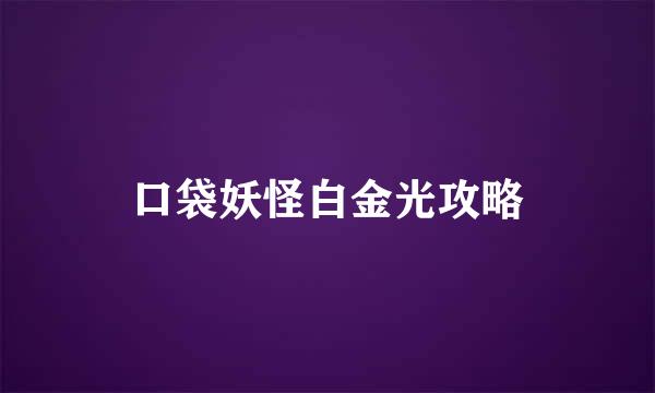 口袋妖怪白金光攻略