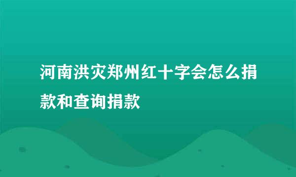河南洪灾郑州红十字会怎么捐款和查询捐款