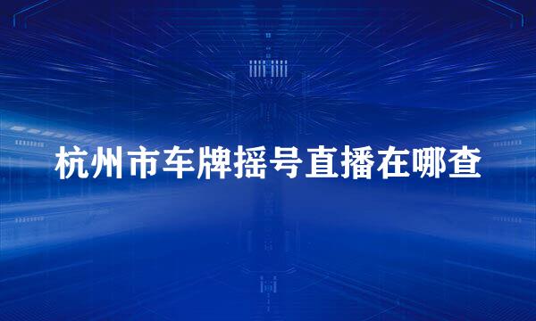 杭州市车牌摇号直播在哪查