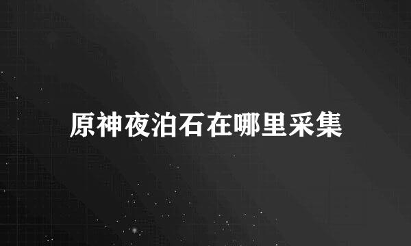 原神夜泊石在哪里采集