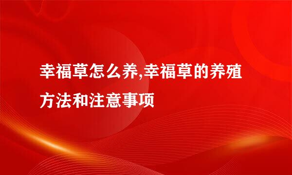 幸福草怎么养,幸福草的养殖方法和注意事项