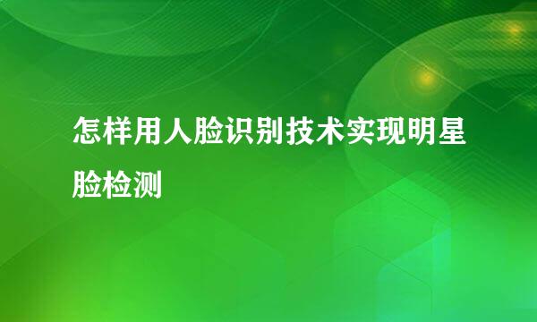 怎样用人脸识别技术实现明星脸检测