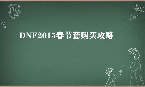 DNF2015春节套购买攻略