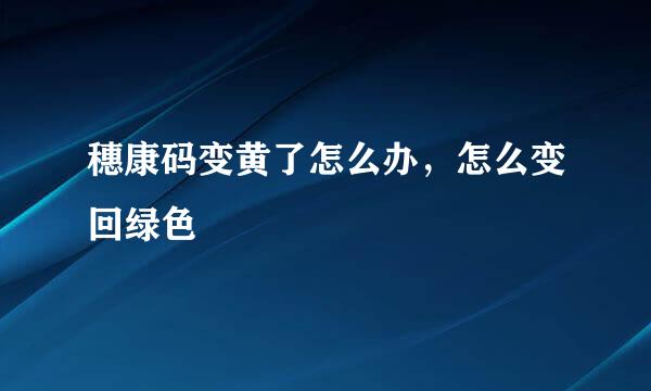 穗康码变黄了怎么办，怎么变回绿色