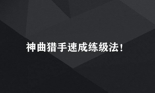 神曲猎手速成练级法！