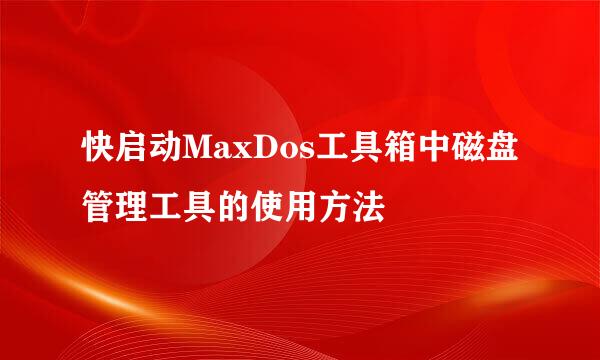 快启动MaxDos工具箱中磁盘管理工具的使用方法