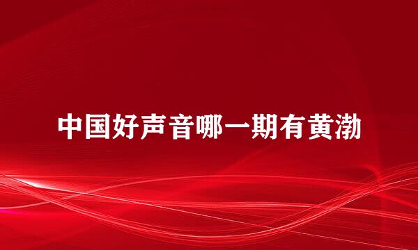 中国好声音哪一期有黄渤