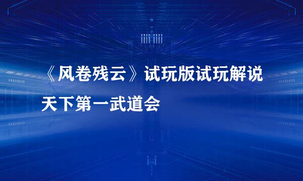 《风卷残云》试玩版试玩解说天下第一武道会