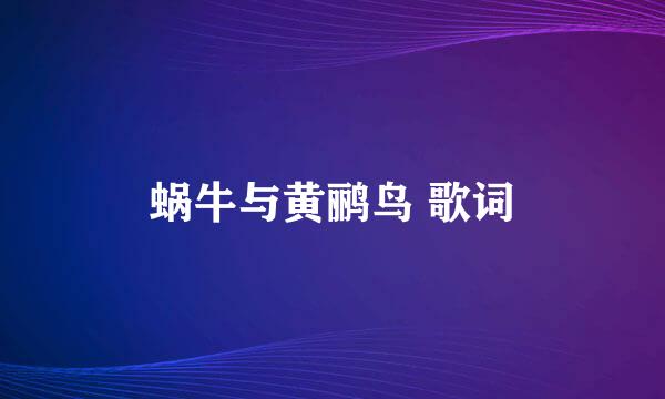 蜗牛与黄鹂鸟 歌词