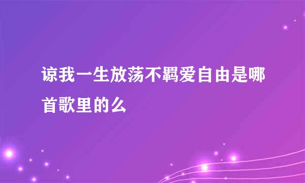 谅我一生放荡不羁爱自由是哪首歌里的么