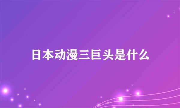 日本动漫三巨头是什么