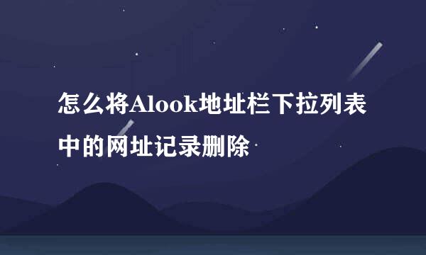 怎么将Alook地址栏下拉列表中的网址记录删除