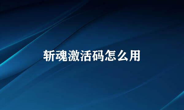 斩魂激活码怎么用