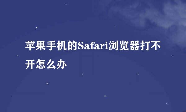 苹果手机的Safari浏览器打不开怎么办