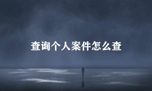 查询个人案件怎么查