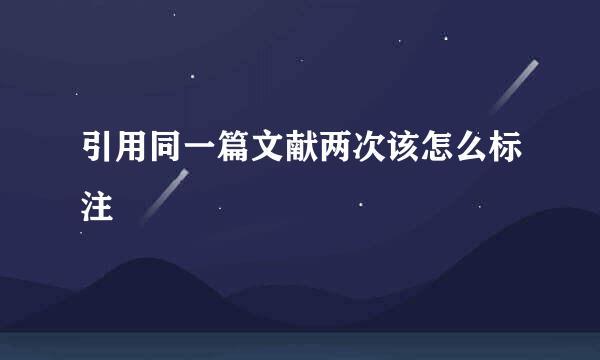 引用同一篇文献两次该怎么标注