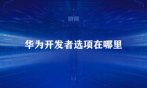华为开发者选项在哪里