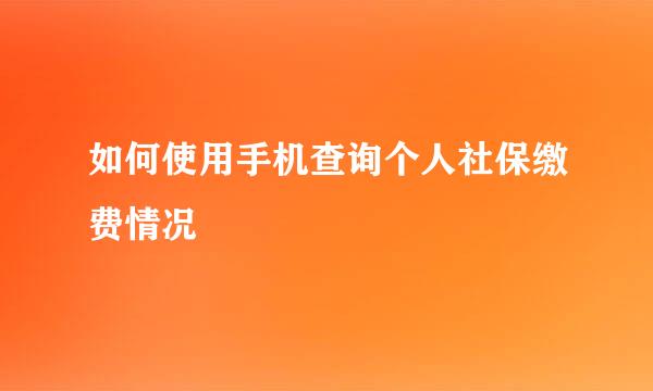 如何使用手机查询个人社保缴费情况