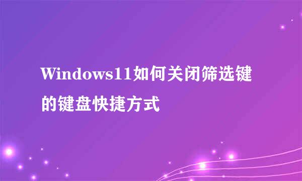 Windows11如何关闭筛选键的键盘快捷方式