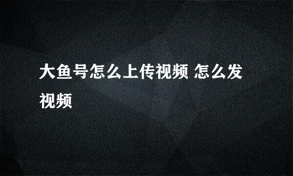 大鱼号怎么上传视频 怎么发视频