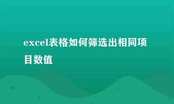 excel表格如何筛选出相同项目数值