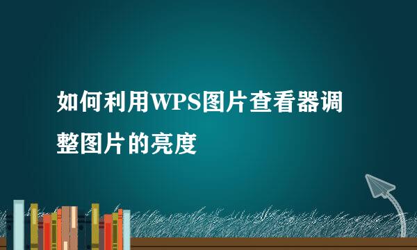 如何利用WPS图片查看器调整图片的亮度