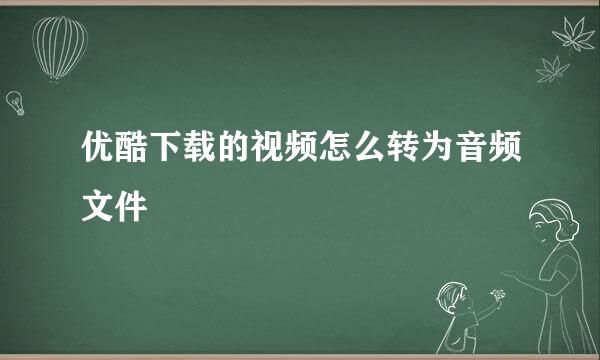 优酷下载的视频怎么转为音频文件