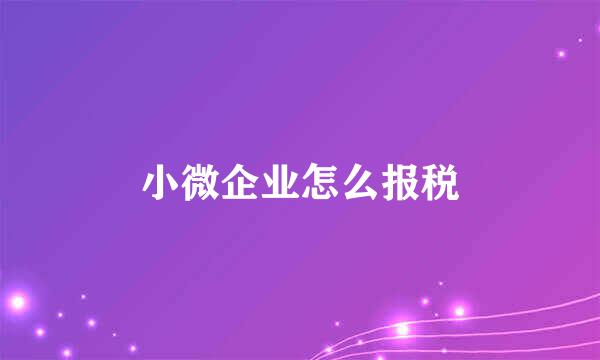 小微企业怎么报税