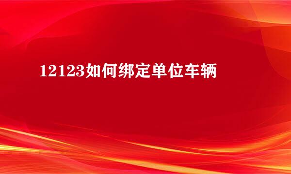 12123如何绑定单位车辆